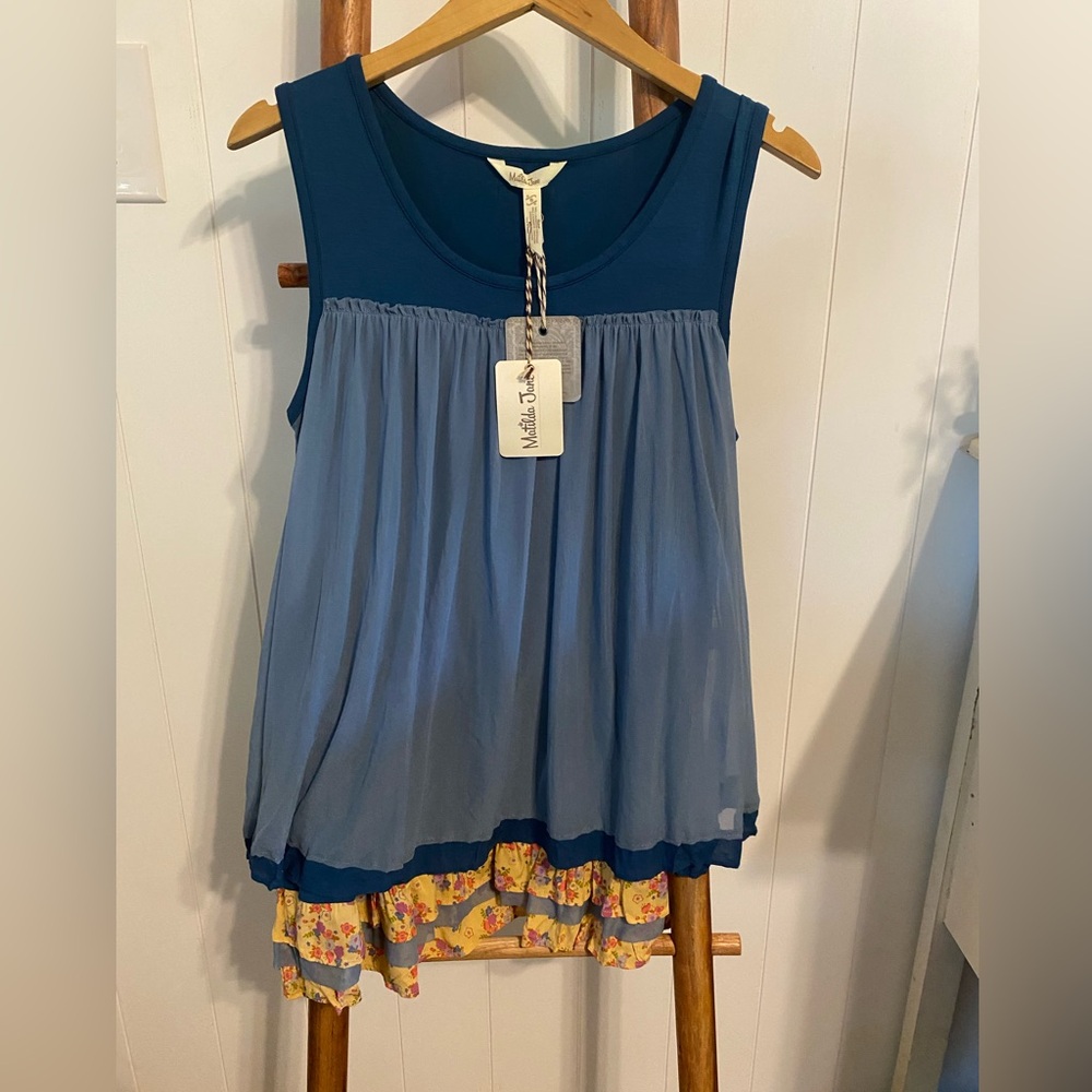 Matilda Jane Floral High-Low shirt in Blue and Yellow